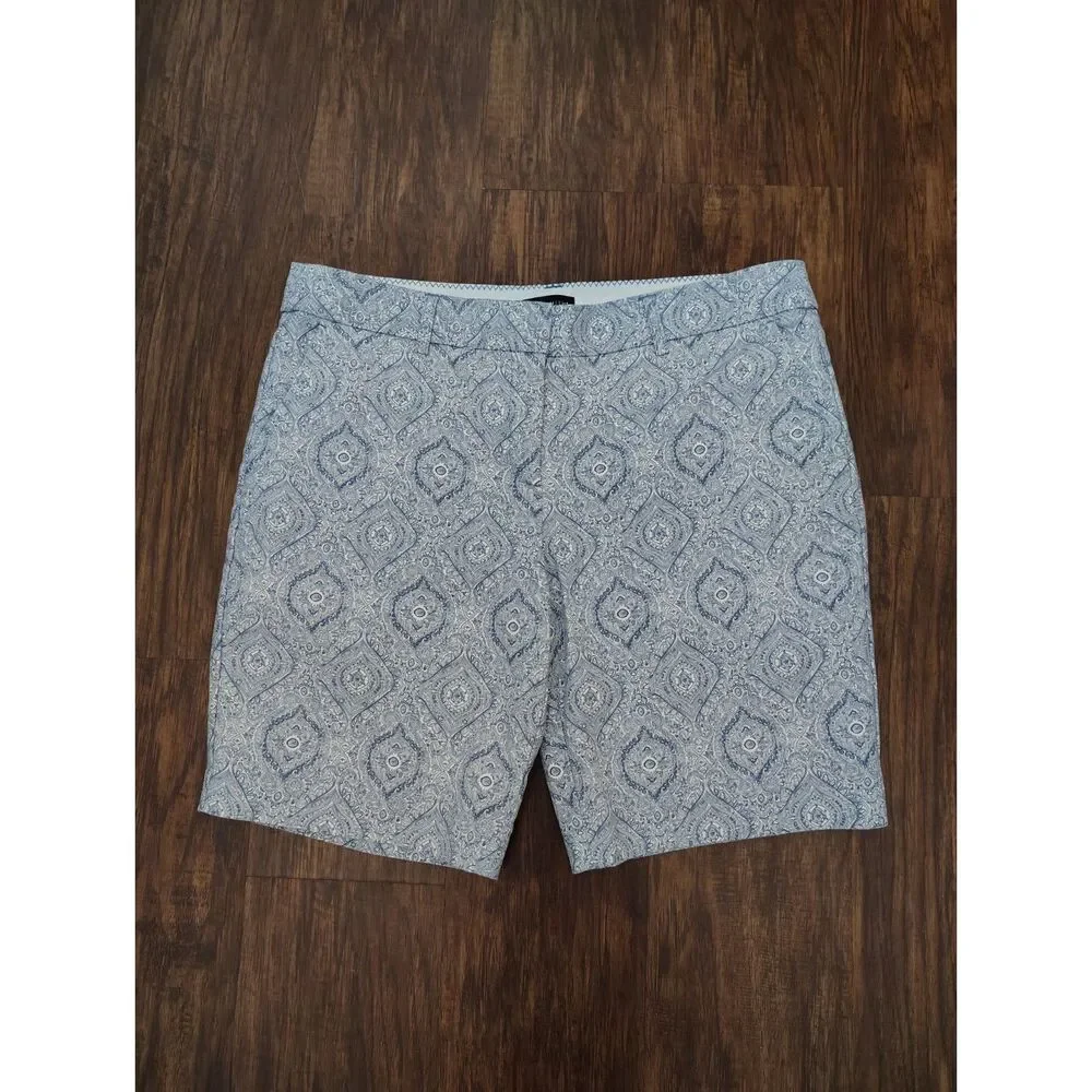 Willi Smith Womens Shorts Size 10 Blue Paisley Chino Stretch Flat Front